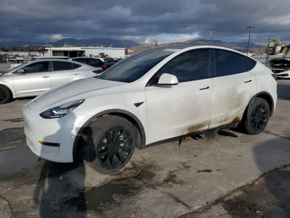 2020 Tesla Model Y Long Range, VIN 5YJYGDEE5LF040347 — Interior fire